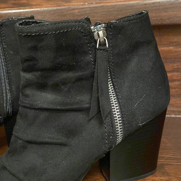 Black suede look open toed booties - Picture 3 of 8